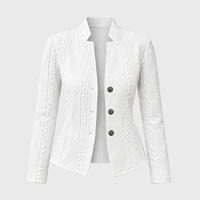 Blazer Donna Cable-Knit Texture con Bottoni Sartoriale | 5 Colori | Taglie S-2XL