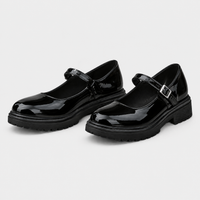 Stivaletti Donna Mary Jane Piatti in Vernice con Cinturino a Fibbia | Nero | Taglie EU 35-43