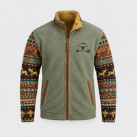 Giacca Uomo Foderata in Sherpa con Stampa Aztec Full-Zip in Pile | Sei Fantasie | Taglie S-5XL
