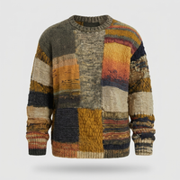 Maglione Uomo Patchwork a Maglia Girocollo Manica Lunga | Motivo Unico | Taglie S-5XL