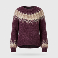 Maglione Donna Fair Isle Jacquard Comfort Islandese | Blu Rosso Grigio Chiaro Grigio Scuro | Taglie S-3XL