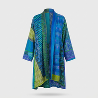 Cardigan Donna Longline Patchwork Aperto Frontale Boho | Cinque Colori | Taglie S-5XL