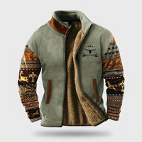 Cardigan Giacca Uomo Full-Zip Foderata in Sherpa con Stampa Aztec | Sei Fantasie | Taglie S-5XL