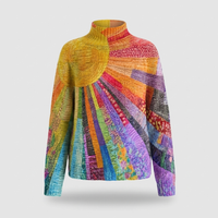 Maglione Donna Dolcevita a Maglia Multicolore Arcobaleno | Range Ampio | Comfort Autunno | Taglie S-5XL