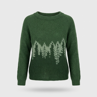 Maglione Donna Oversized Girocollo con Stampa Foresta in Maglia | Multicolore | Taglie XS-3XL