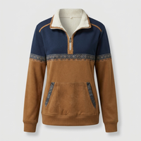 Maglione Donna Pullover Quarter-Zip con Collo Sherpa Colour-Block | Multicolore | Taglie XS-4XL
