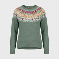 Maglione Donna Vintage Floreale a Yoke Islandese a Maglia | Range Taglie Ampio | Taglie S-2XL