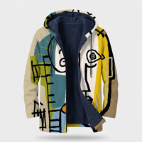 Felpa Uomo con Cappuccio Foderata in Pile con Zip e Stampa Arte Astratta | Multicolore | Taglie S-4XL