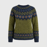 Maglione Donna Fair Isle Nordic Vestibilità Rilassata | Verde | Range Ampio | Taglie S-5XL