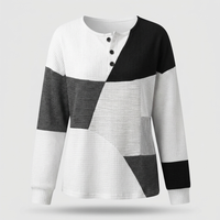 Maglione Donna Henley Vestibilità Rilassata Colour-Block a Nido d'Ape | Quattro Colori | Range Ampio | Taglie S-5XL