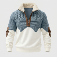 Maglione Uomo Cable Knit con Quarter-Zip e Collo in Pile | Range Taglie Plus | Taglie XS-5XL