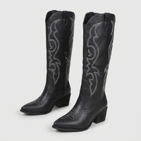 Stivali Donna Western dal Look Sleek con Ricami Invernali | 2 Colori | Taglie EU 35-42
