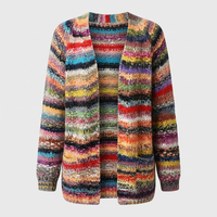 Cardigan Donna Aperto in Maglia Manica Lunga Multicolore | 2 Colori | Taglie S-3XL