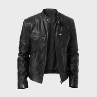 Giacca Uomo Biker Slim-Fit Trapuntata in Materiale Vegan con Zip | 10 Colori | Taglie S-5XL