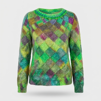 Maglione Donna Vestibilità Rilassata Argyle in Maglia | Verde | Taglie S-4XL
