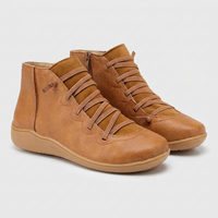 Stivaletti Donna Piatti Stringati con Zip Laterale in Materiale Vegan | 5 Colori | Taglie EU 35-43