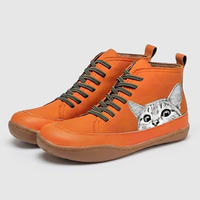 Stivaletti Donna Stringati dal Look Sleek con Stampa Gatti | 5 Colori | Taglie EU 35-43