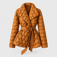 Isabella | Giubbotto Invernale Donna Trapuntato in Piuma | Cintura, Idrorepellente | Ambra, Beige e Nero | Taglie XS-3XL