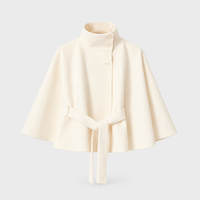 Laura | Cappotto Donna a Mantella con Cintura Invernale | Collo Alto con Bottoni | Beige, Blu e Altri | Taglie S-2XL