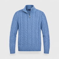 Fabio | Maglione Uomo a Trecce con Mezza Zip | Collo Alto, Vestibilità Regular | Grigio, Azzurro e Altri | Taglie S-3XL