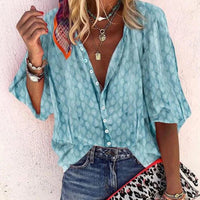 Blusa Donna Casual Stampata con Bottoni | Sei Colori | Range Ampio | Taglie XS-3XL
