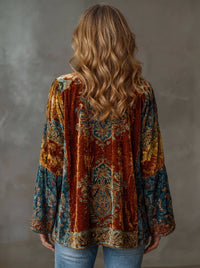 Giacca Donna Kimono Boho Vintage Vestibilità Ampia Trapuntata | Borgogna | Taglie XS-XL