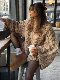 Cardigan Donna Oversized Chunky Cable-Knit | 3 Colori | Taglie S-L