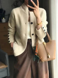 Cardigan Donna Cloudsoft in Cashmere e Lana con Bottoni | Beige Blu Marrone | Taglie S-XL