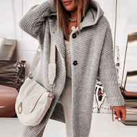 Cardigan Giacca Donna Longline Vestibilità Rilassata con Cappuccio a Maglia | Sei Colori | Taglie S-XL