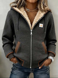 Giacca Donna Trapuntata Foderata in Pile con Cappuccio Full-Zip | Taglie S-3XL