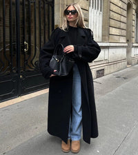 Trench Donna Lungo Doppiopetto con Cintura Invernale | Nero | Taglie S-L